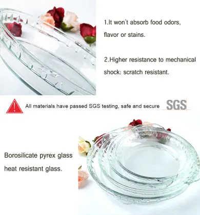 Pyrex glass bakeware pie plate/dish, glass bakeware set with handle, Round Clear oven safe