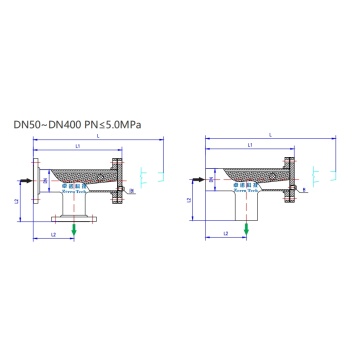 Positive and negative flow T-strainer