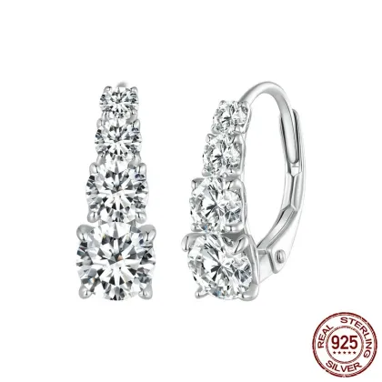 Fashion Sterling Silver Moissanite Earrings S925 Silver Plated Platinum Jewelry for Women