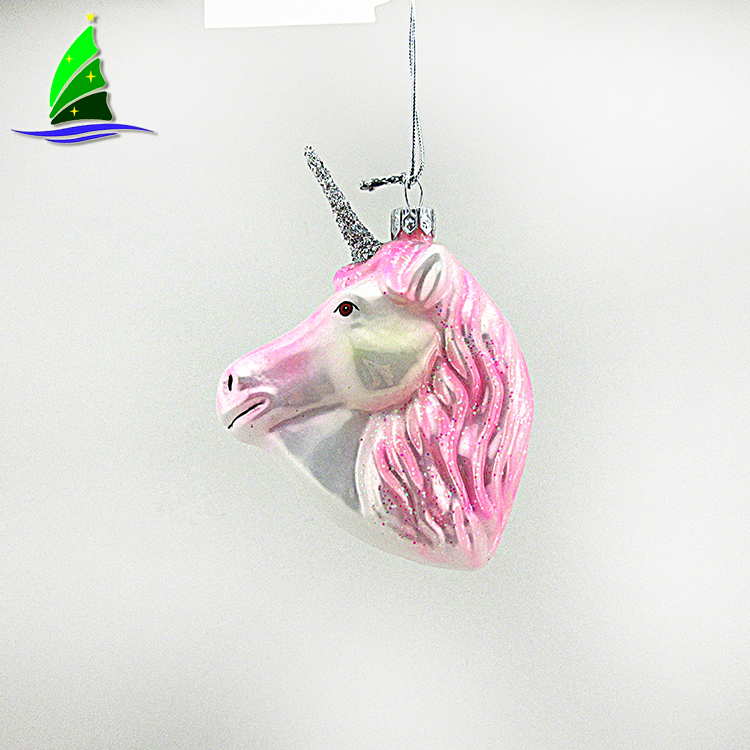 Glass Colorful Unicorn Ornament