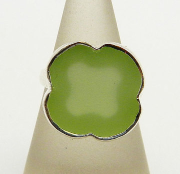 925 Sterling Silver Prehnite Hydro Gemstone Ring