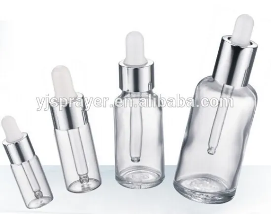 clear transparent essential oil glass dropper bottles rubber dropper