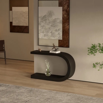 Unique Small Slim Wrought Iron Metal Console Tables: Black, Gold, & Antique Marble Finishes