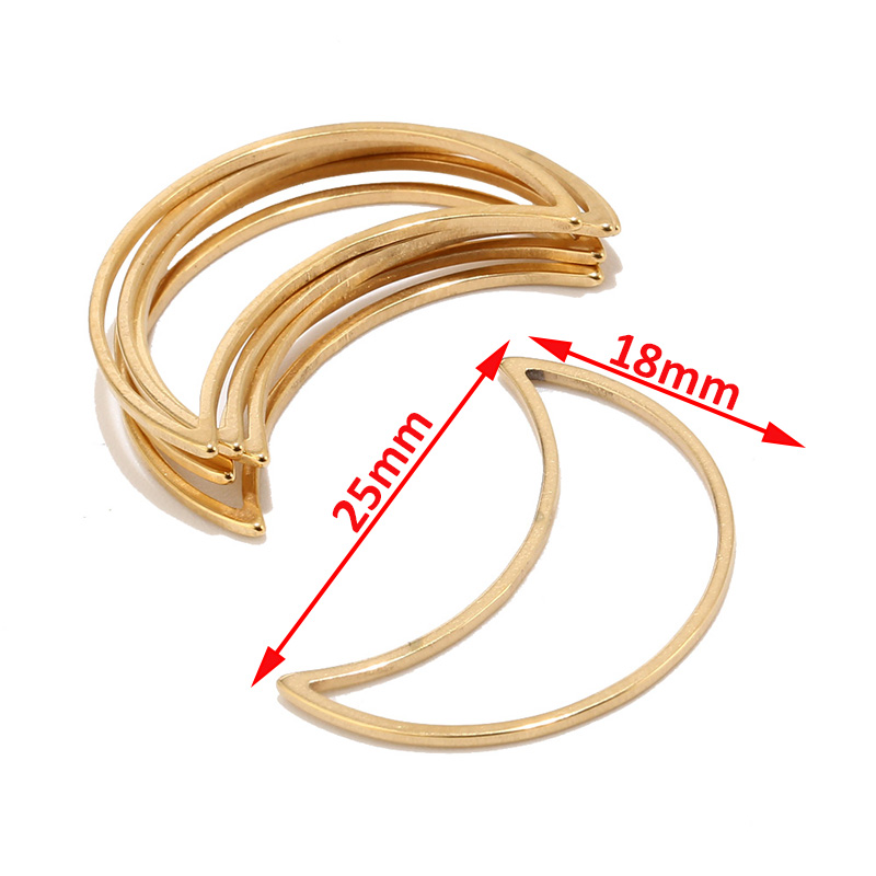 10pcs/lot Stainless Steel Gold Tone 25X18mm Moon Links Connectors Jewelry Accessories for Earring Making