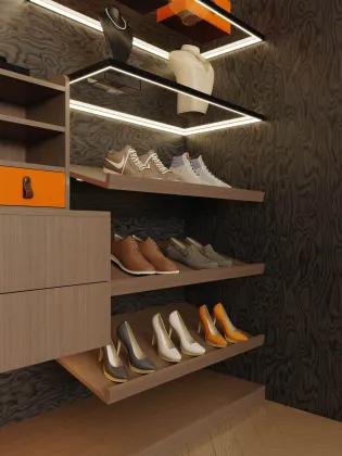 High-end custom wall-mounted cloakroom setup