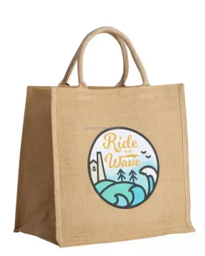 Large Natural Eco-Friendly Burlap Jute Tote Beach Bag