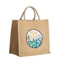 Stor naturlig miljövänlig säckväv Jute Tote Beach Bag