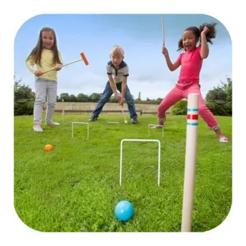 Vintage Wooden Children's Garden Game Set: Gateball and Croquet for Kids Aged 3+