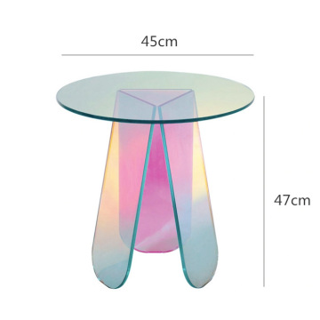 Hot Selling Luxurious Rainbow Acrylic Coffee Table with Logo Print for Home Use