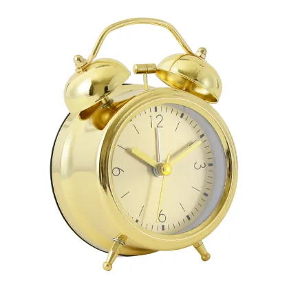 3" Electroplated Twin Bell Alarm Clock Gold Silver