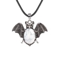 Howlite 13X18mm Cabs Antique Silver Alloy Antique Silver Alloy Bat Pendant Necklace 45cm Black Cord