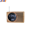 Radio FM intelligente avec horloge led en bambou