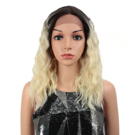 Magic 16 Inch Synthetic Lace Front Wigs For Black Women Natural Wave Wigs Length Deep Side T Part Wig For Women