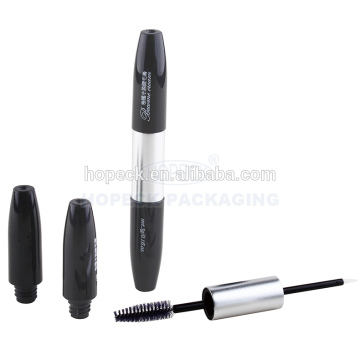 Two ends cosmetic container for mascara and eye liner