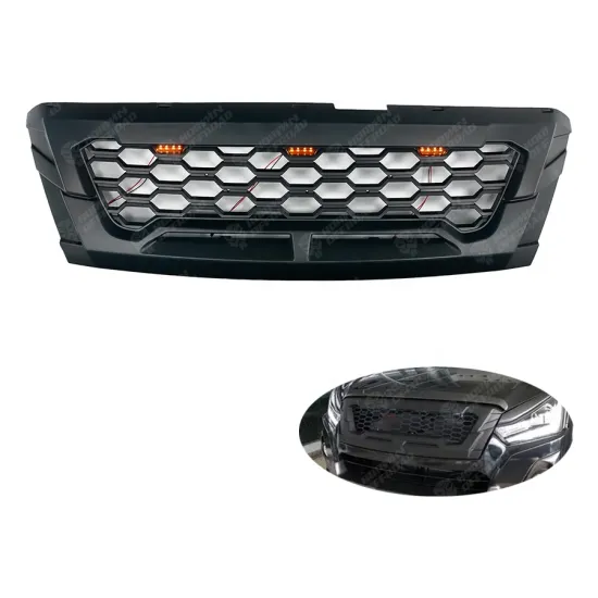 4x4 Auto Replacement Racing Grills for D-max 2015-2018 with LED Light Amber Hood Bumper Grill Cover