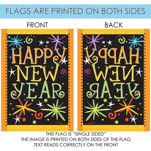 Outside Happy New Year Garden Flag