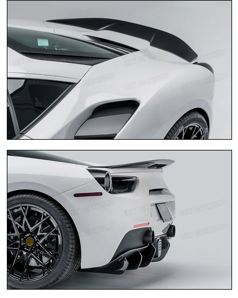 High-quality Carbon Fibre Rear Spoiler And Diffuser For Ferrari 488 Gtb ...