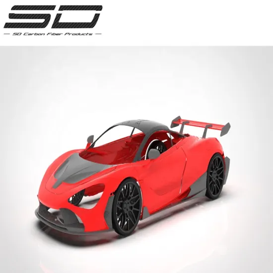 SD Style Fiberglass Body Kit for McLaren 720S - Front Bumper Lip, Rear Spoiler, Side Skirts