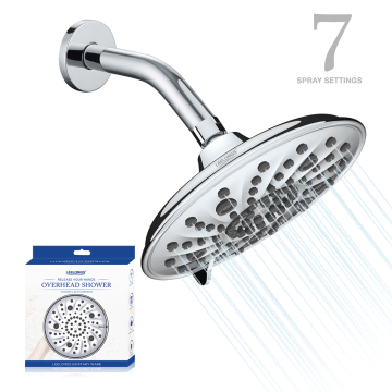 8 Inch Luxury Full Chromed 7 Function High Pressure ABS Overhead Shower Head with Shower Arm