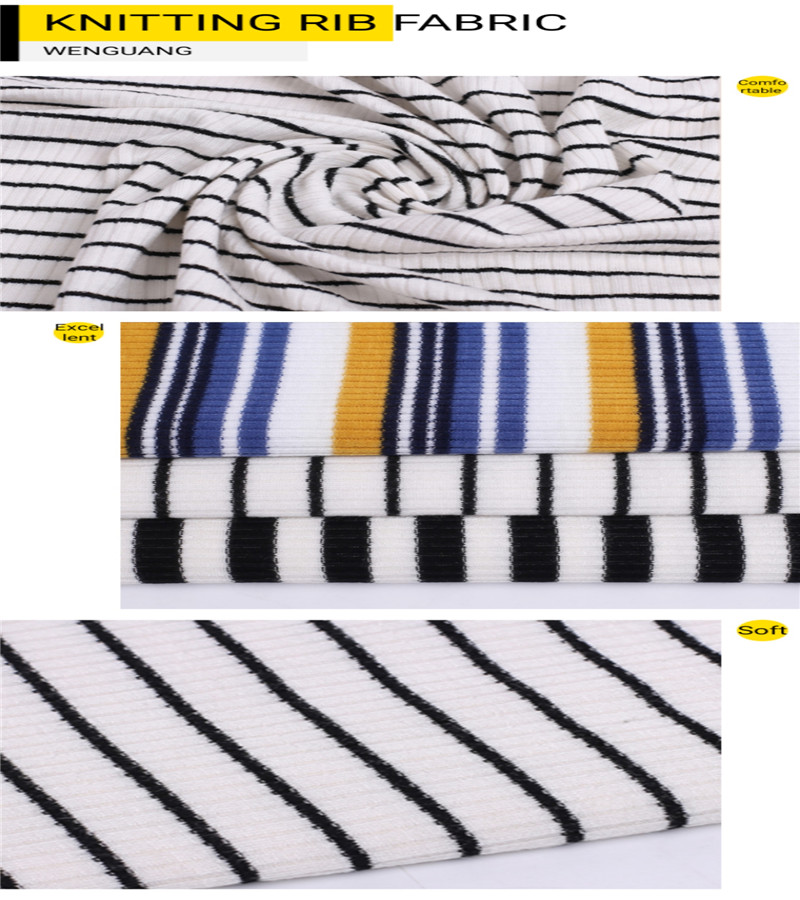stripe knitted rib polyester fabrics