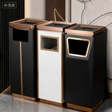 Custom Stainless Steel Trash Can with Ashtray for Hotel Lobby