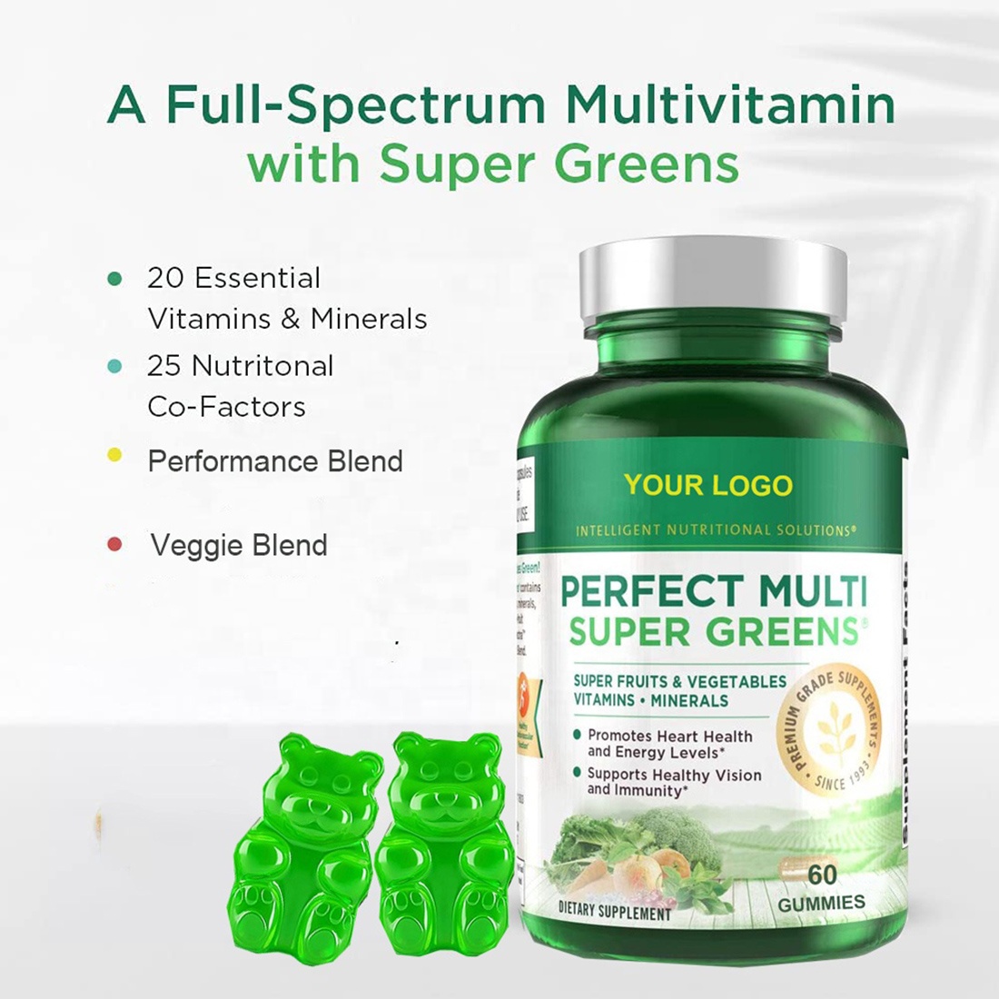 Boost Energy Immunity & Gut Health Super Greens gummies