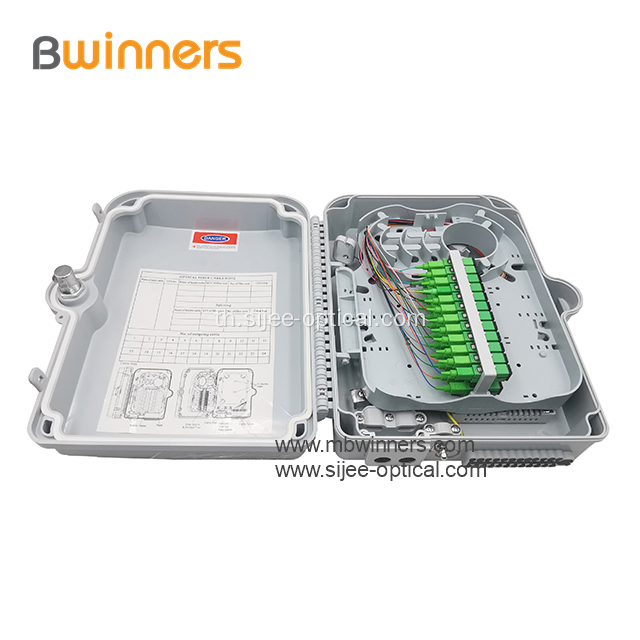 FTTH ติดผนัง 24 Core ABS / PC ขั้วไฟเบอร์ออปติกสีขาว / กล่องกระจาย
