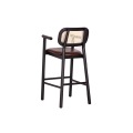 High Back Ash Wood Bar Chairs With Armrest Soft Cushion Commercial Bar Stools for Coffee Shop Bar Dessert Store