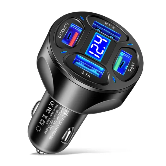 15W Quick Charge QC 3.0 & PD 3.0 Dual USB Car Charger with LED Display