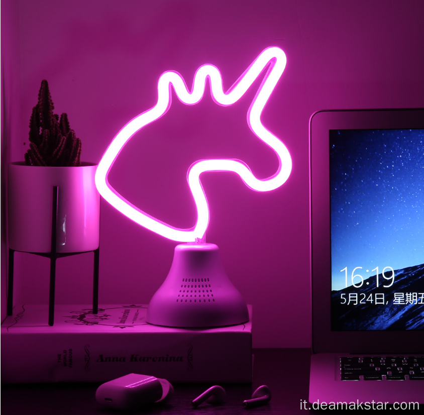Altoparlante Bluetooth unicorno Luce neon con interruttore