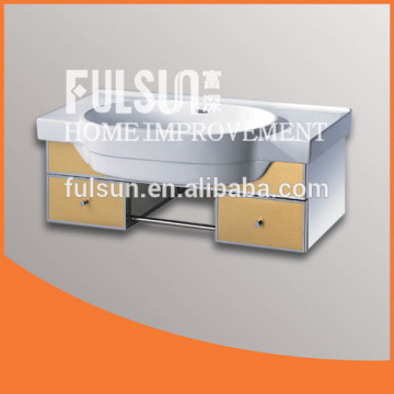 Modern Wall mounted Stainless Steel Wash Basin Vanity Cabinet with Ceramic Basin for Bathroom Furniture