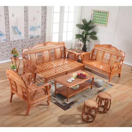Telescopic Rattan Wooden Multifunctional Sofa Set