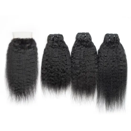 Wholesale Cuticle Aligned Raw Hair Indian Hair Bundles With Closure 100% Unprocessed Mink Virgin Kinky Straight Hair