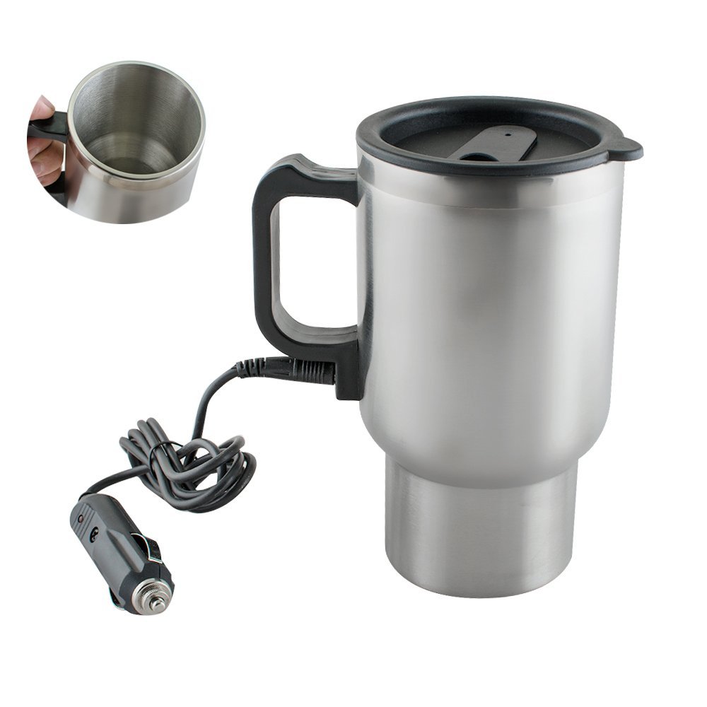 Car Use 12V Heating Cup 450ml Stainless Steel Coffee Mug