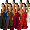 One Shoulder Ruffled Stretchy Floor Maxi Dress