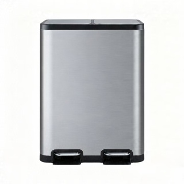 Rectangle stainless steel double pedal trash bin