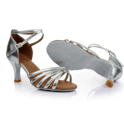 Lady discount high heel latin silver dance shoes