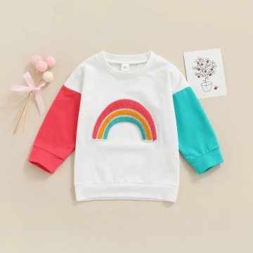 Felpa carina per bambini felpa per bambini arcobaleno ricamato arcobaleno