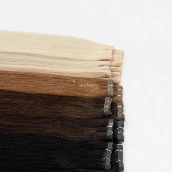Eurasian Good Quality Piano Color Silky Straight Natural Double Drawn Hair Unprocessed Remy Aligned Pu Skin Weft Hair Extensions