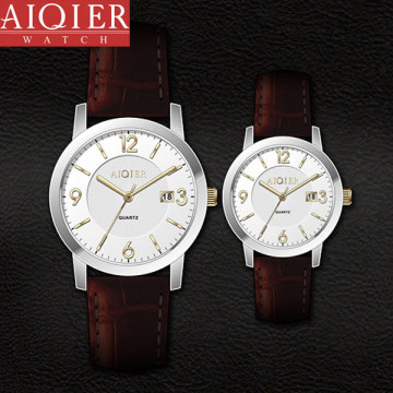 Fashion cuir véritable couple classique montres-bracelet