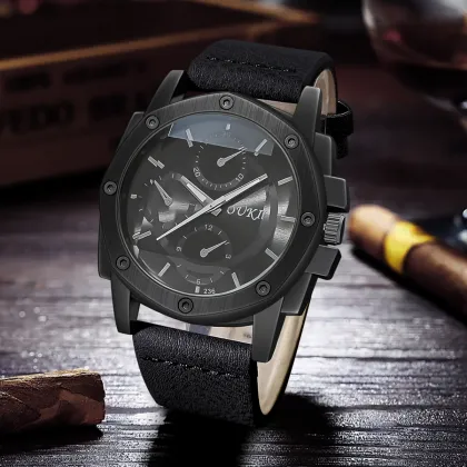 WJ-11428 Men's Fashion Causal Leather Quartz Watches - Wholesale Business Wrist Watches