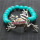 Turquoise 8MM Round Beads Stretch Gemstone Bracelet with Diamante alloy frog Piece