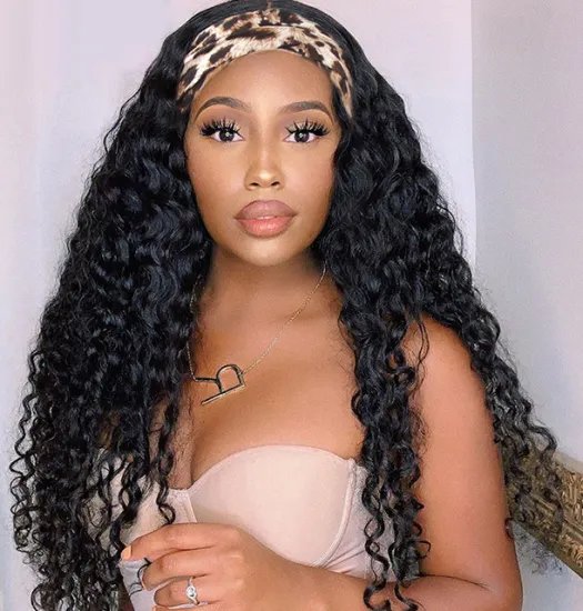 Wholesale Cuticle Aligned Virgin Human Hair Headband Wig Attached Kinky Straight Kinky Curly Headband Human Hair Wigs