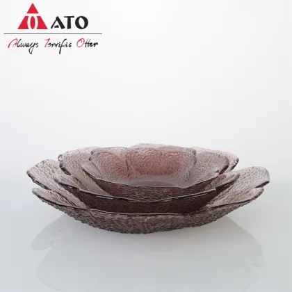 Purple beaded edge clear glass charger plates wedding