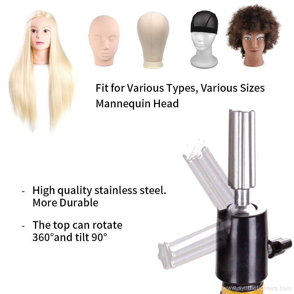 Luxurious Gold Wig Stand Tripod With Multi-functional Tray