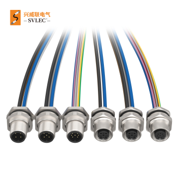 M12 panel mount connector 4pin 5pin 8pin