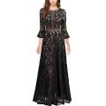 Women's Vintage Full Lace Contrast Dress