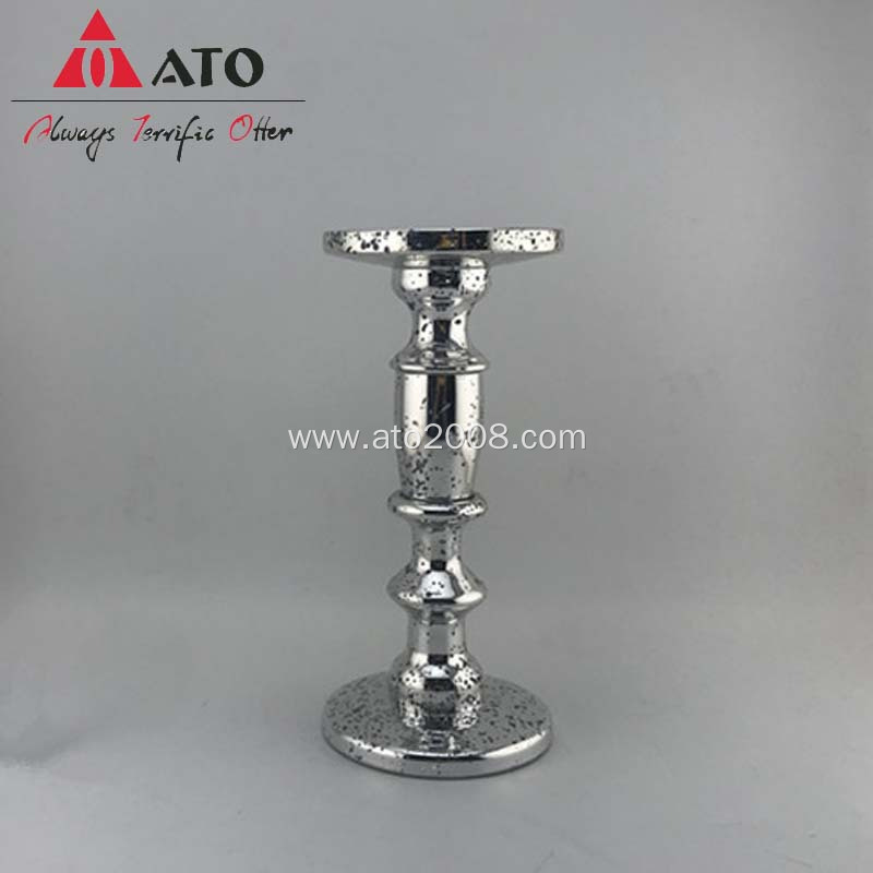 Glass Candle Holder With Plating Silver