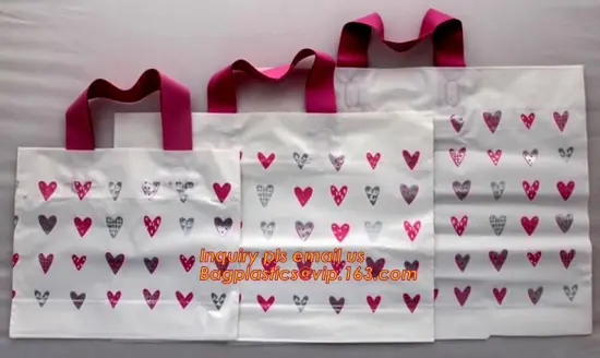 custom Soft loop bag handle plastic bag,plastic handle bag,handle plastic bag, soft loop handle bags, shopping bags, gift hand b