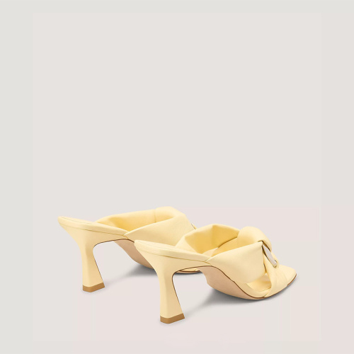 Mid-Heel Slide Sandals Braided Heels Square Toe